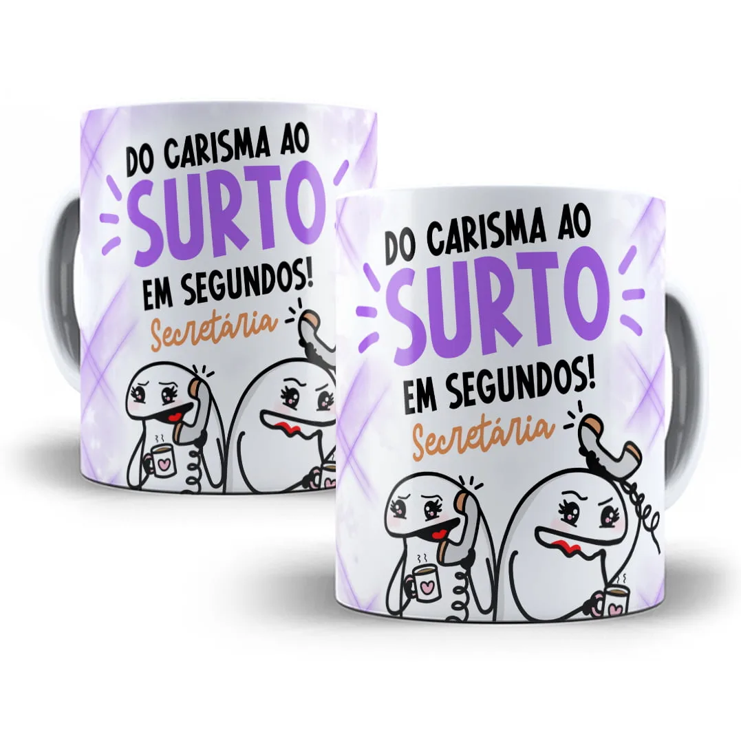 4 Estampas Caneca Flork Secretária Frases Engraçadas