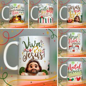 40 Estampas Caneca Natalinas Elementos Ilustracoes Frases 10