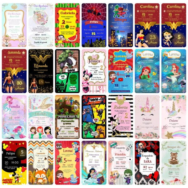 415 Convites Infantis Digitais Editáveis No Canva