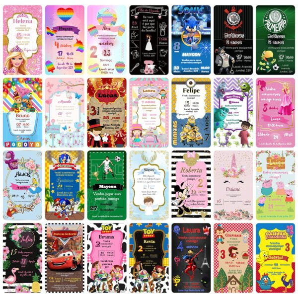 415 Convites Infantis Digitais Editáveis No Canva