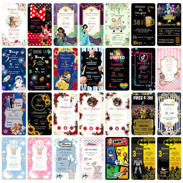 415 Convites Infantis Digitais Editáveis No Canva