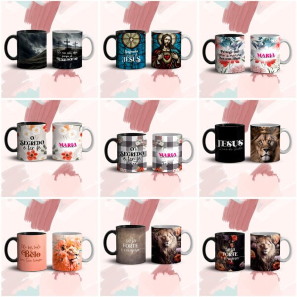 45 Artes Caneca Religiosa Gospel Cristão Sublimação em JPG