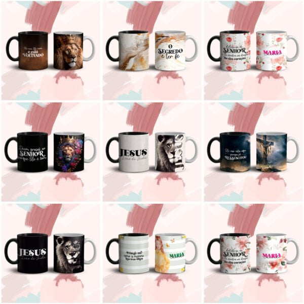 45 Artes Caneca Religiosa Gospel Cristão Sublimação em JPG