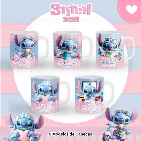 5 Artes Canecas Stitch Png e pdf