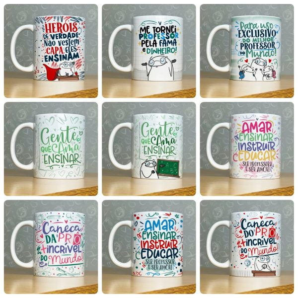 52 Artes Caneca Professores Flork 2023 Engraçadas Sublimação