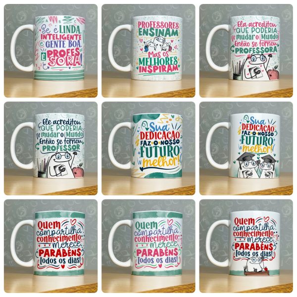 52 Artes Caneca Professores Flork 2023 Engraçadas Sublimação