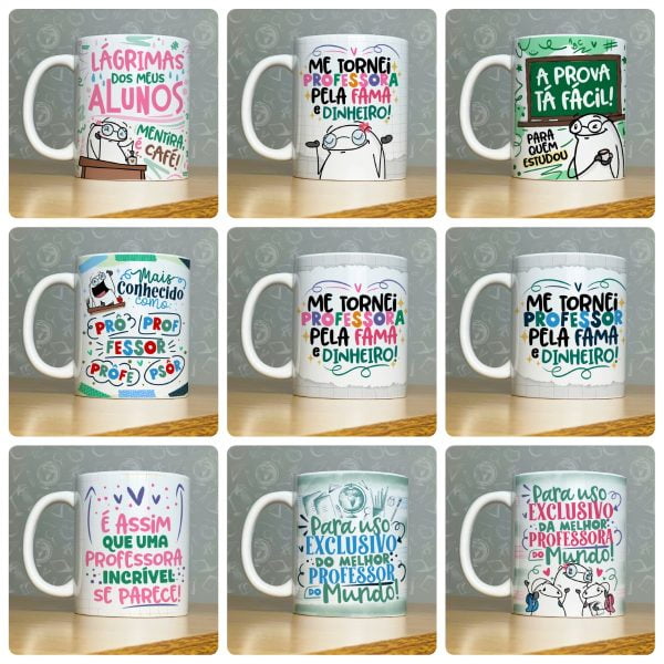 52 Artes Caneca Professores Flork 2023 Engraçadas Sublimação