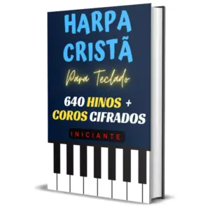 Conteúdo digital Harpa Cristã para teclado, com 640 hinos e coros cifrados.