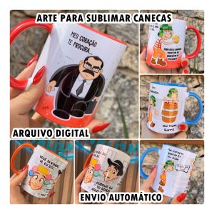 7 Estampas Canecas Chaves Chavinho Editáveis Em Corel Draw