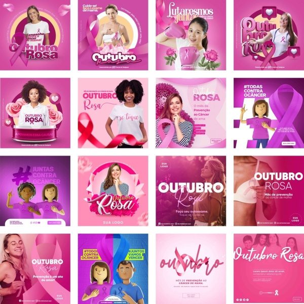 80 Modelos De Post Outubro Rosa Editável Em Photoshop Psd