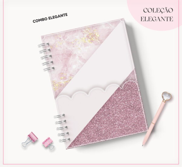Agenda 2023 Rosa com Glitter - Arquivo Digital