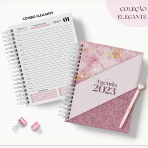 Agenda 2023 Rosa com Glitter - Arquivo Digital
