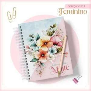 Agenda 2024 Floral e Rosa - Arquivo Digital