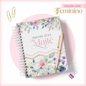 Agenda 2024 Floral Feminino - Arquivo Digital