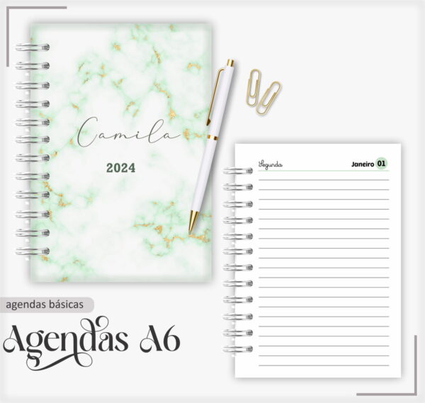 Agenda 2024 Marble Verde - Arquivo Digital