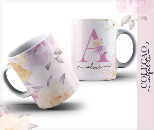 Agenda Alfabeto Floral Rosa - Arquivo Digital
