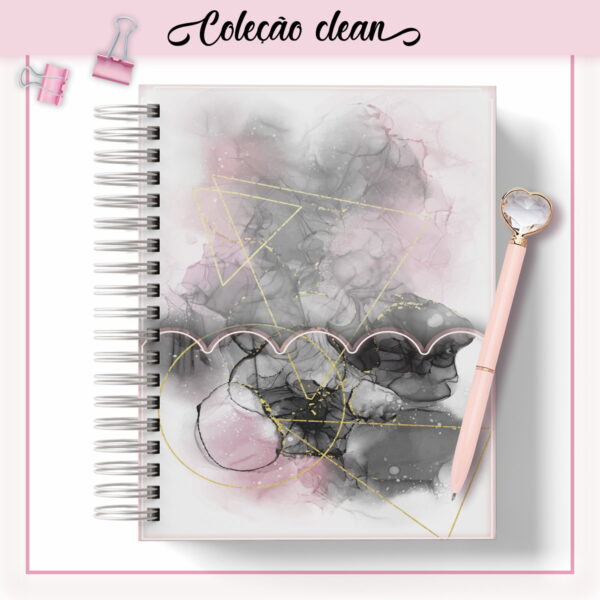 Agenda Clean Pink Black Datada 2023 - Arquivo Digital