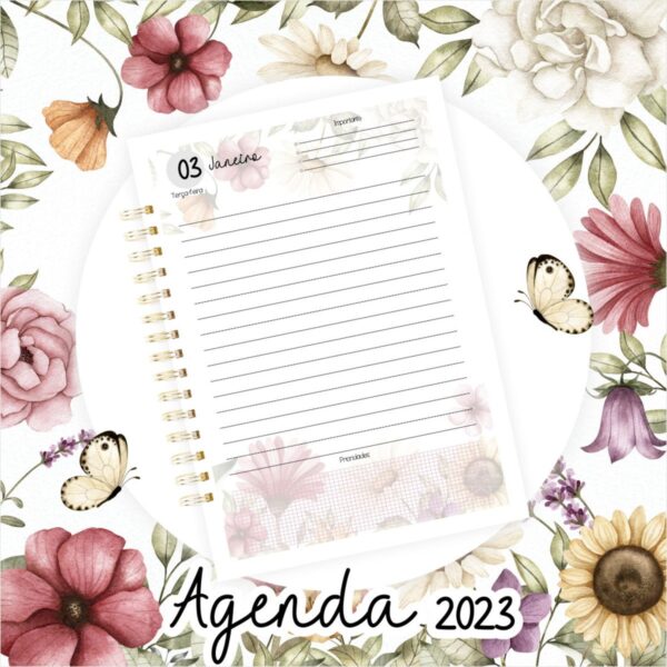 Agenda Datada 2023 Floral - Arquivo Digital