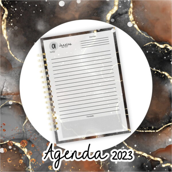 Agenda Datada 2023 Masculina Marmorizada - Arquivo Digital