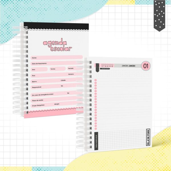 Agenda Escolar Black Pink - Arquivo Digital