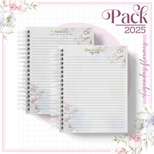 Agenda Feminina Floral Lilás 2025 - Arquivo Digital