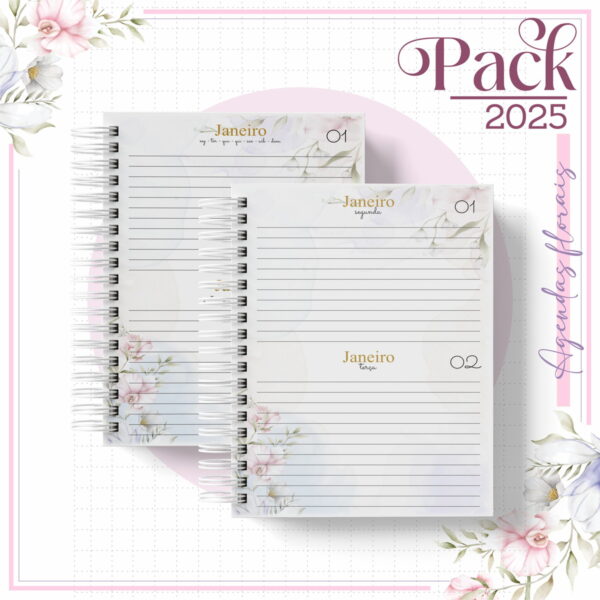 Agenda Feminina Floral Lilás 2025 - Arquivo Digital