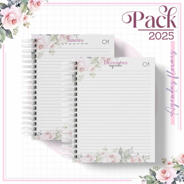Agenda Feminina Floral Minimalista 2025 - Arquivo Digital