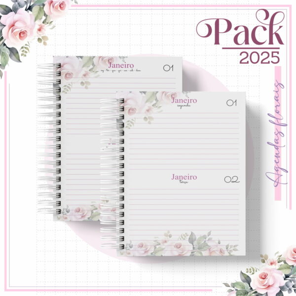 Agenda Feminina Floral Minimalista 2025 - Arquivo Digital