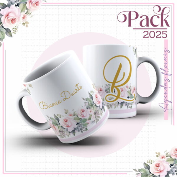 Agenda Feminina Floral Minimalista 2025 - Arquivo Digital