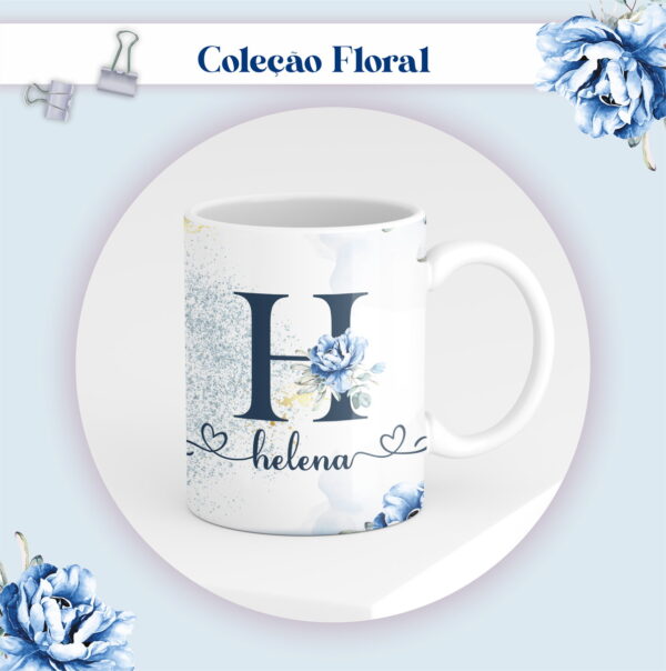 Agenda Floral Azul Datada 2023 - Arquivo Digital
