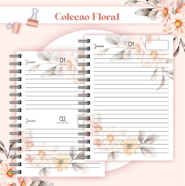 Agenda Floral Listrado Datada 2023 - Arquivo Digital