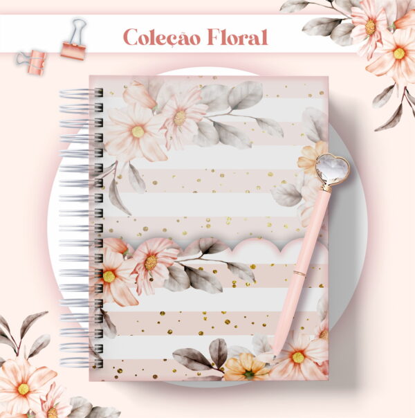 Agenda Floral Listrado Datada 2023 - Arquivo Digital