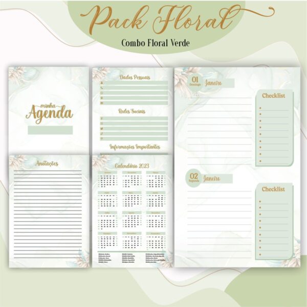Agenda Floral Verde 2023 - Arquivo Digital