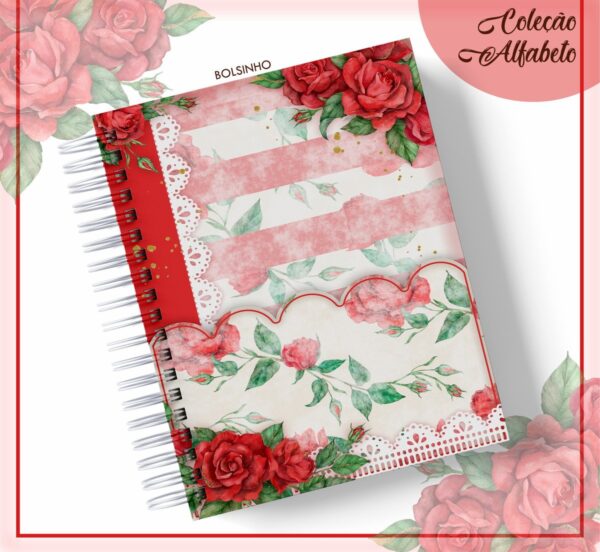 Agenda Floral Vermelho - Datada 2023 - Arquivo Digital
