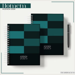 agenda masculina 2026 digital em verde para personalizar