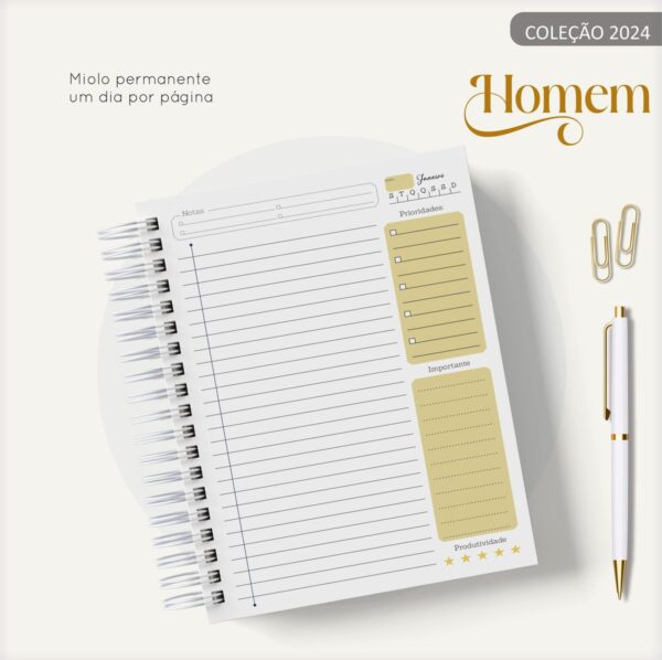 Agenda Masculina Azul e Dourado- Arquivo Digital