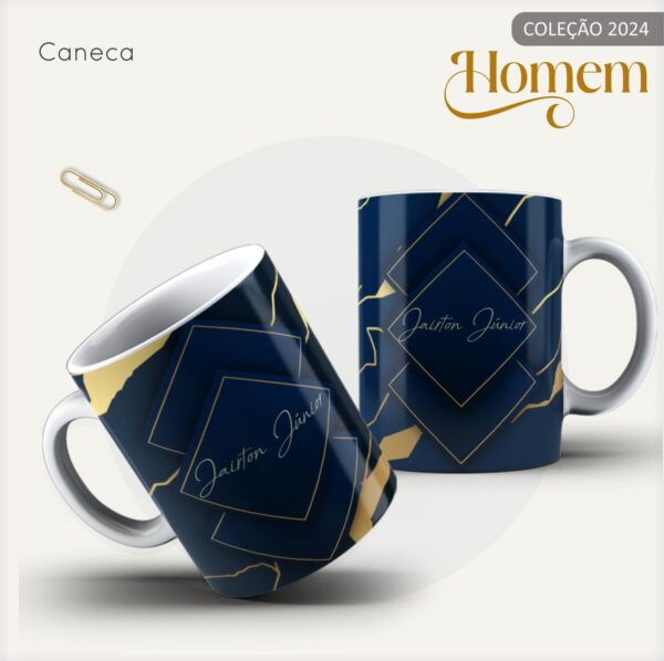 Agenda Masculina Azul e Dourado- Arquivo Digital