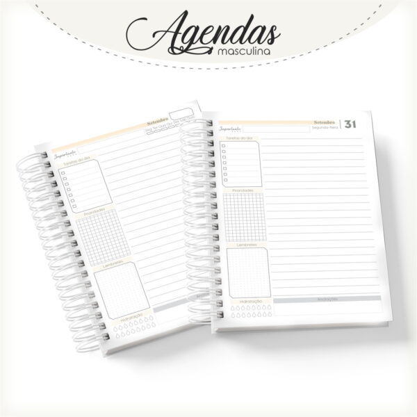 Agenda Masculina Iniciais Dourada - Arquivo Digital