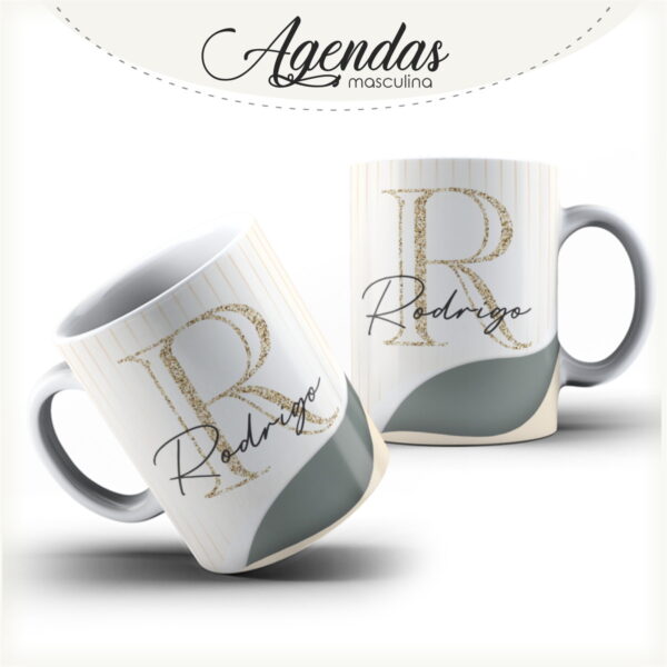 Agenda Masculina Iniciais Dourada - Arquivo Digital