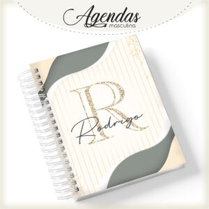 Agenda Masculina Iniciais Dourada - Arquivo Digital