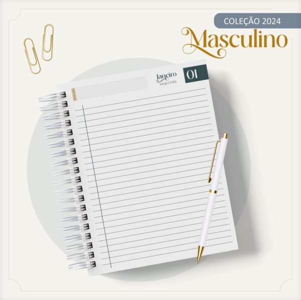 Agenda Masculina Mármore Azul e Listra - Arquivo Digital
