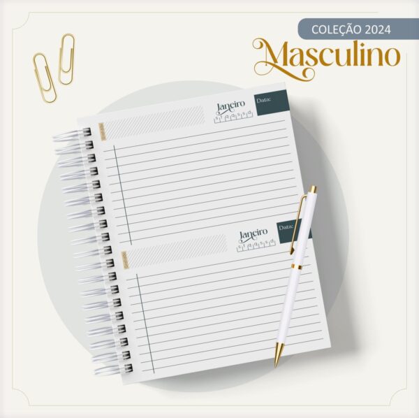 Agenda Masculina Mármore Azul e Listra - Arquivo Digital