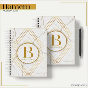 agenda masculina personalizada 2026 art deco