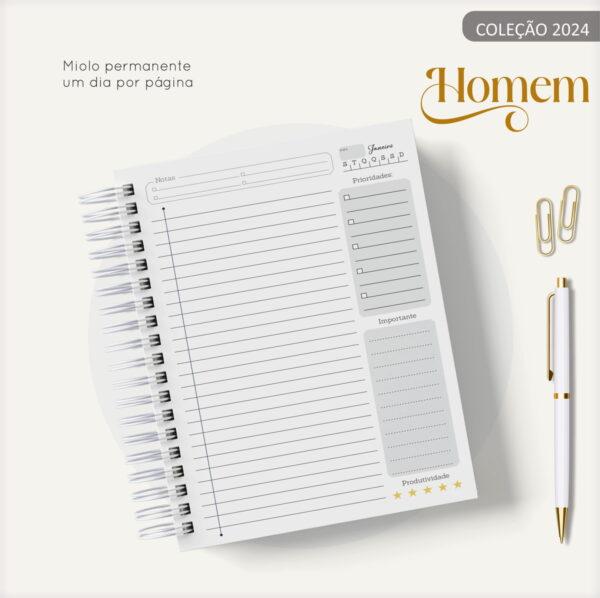 Agenda Masculina Quadrinho Preto - Arquivo Digital