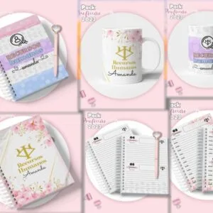 Coleção de itens personalizados com tema de recursos humanos para escritório