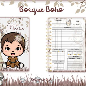 Agenda Rotina do Bebê Bosque Menina - Arquivo Digital