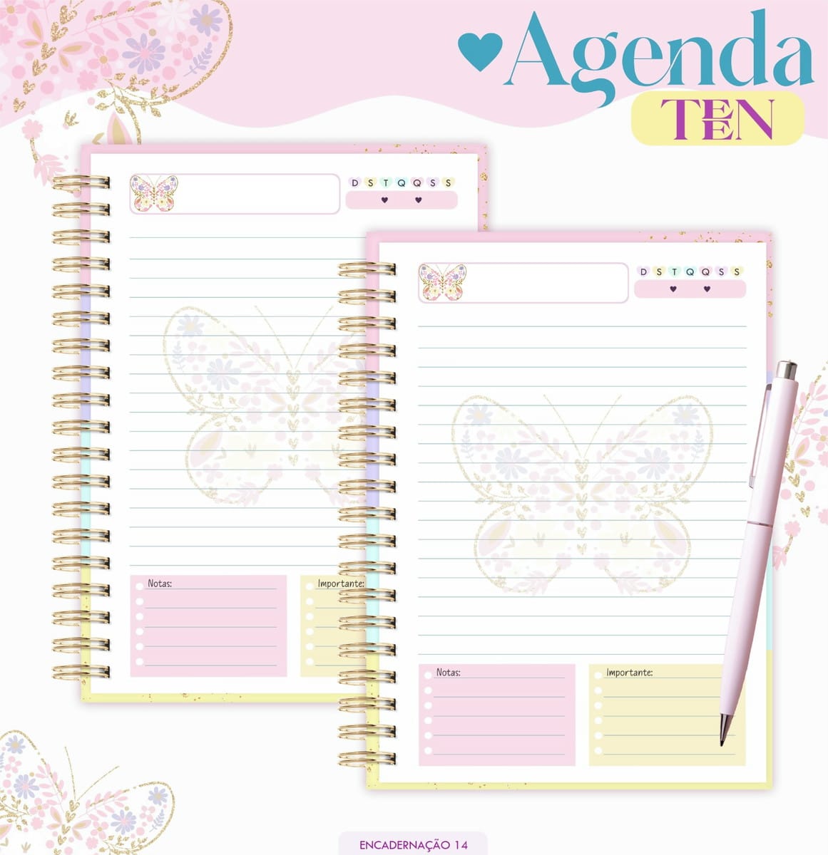 Agenda teen borboleta 2026 kit digital para imprimir 2 Agenda teen borboleta 2026 kit digital para imprimir - Imagem 2