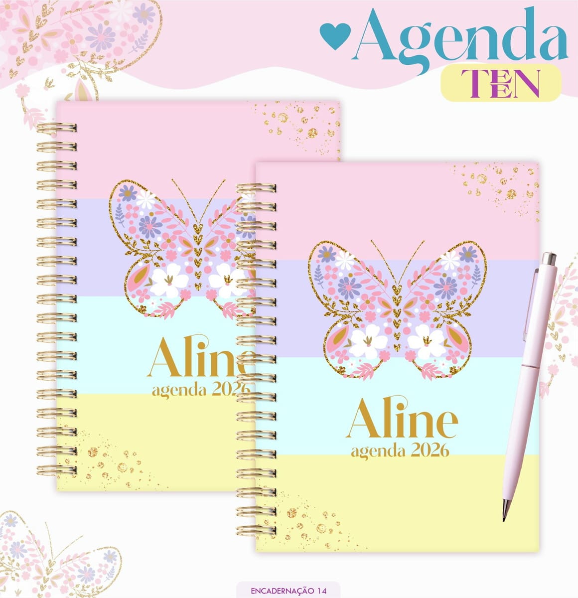 Agenda teen borboleta 2026 kit digital para imprimir 1 Agenda teen borboleta 2026 kit digital para imprimir