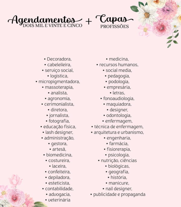 Agendamentos e Capas Profissões 2025 - Arquivo Digital