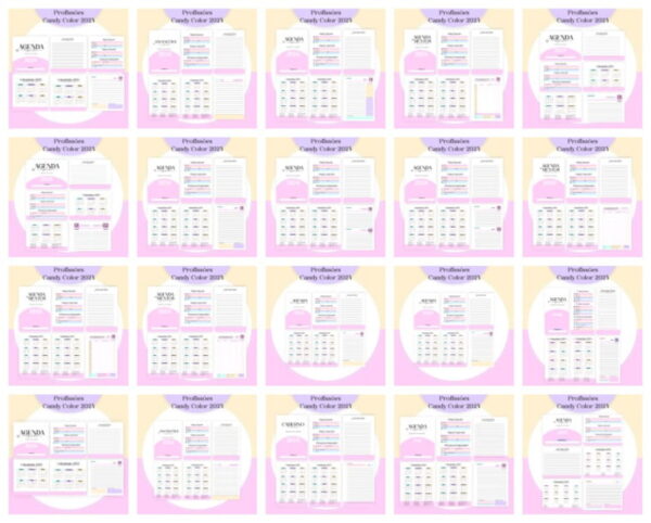 Agendas Profissões Femininas Candy Color - Arquivo Digital
